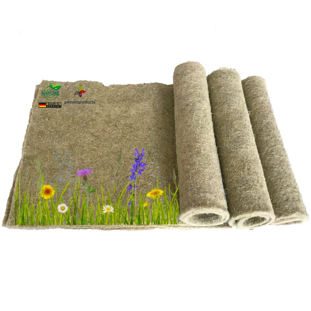 Nagerteppich 100% Hanf, 120 x 60 cm ca. 5 mm dick, 3er Pack, Nagermatte, Hanfmatte für Kaninchen,Mee