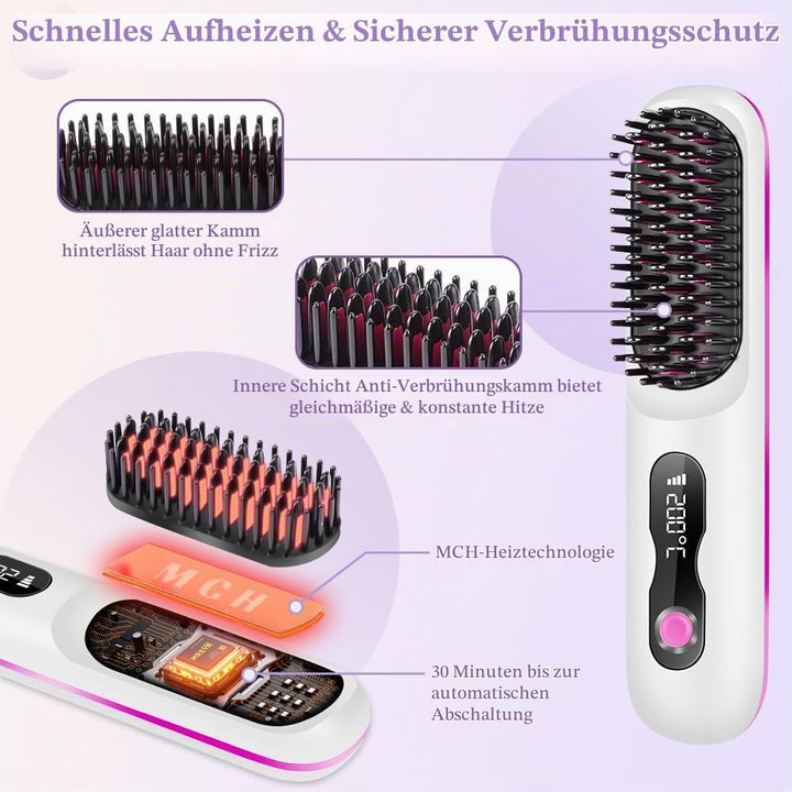 OSDUE Glättbürste, Ionen Haarglätterbürste, Verbrühungsschutz Glätteisen, Professioneller Haarglätte