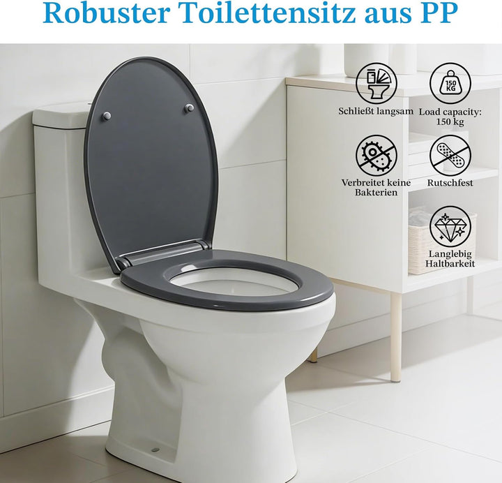 Toilettendeckel mit Absenkautomatik, WC Sitz mit Absenkautomatik Antibakteriell & UV-beständig O For