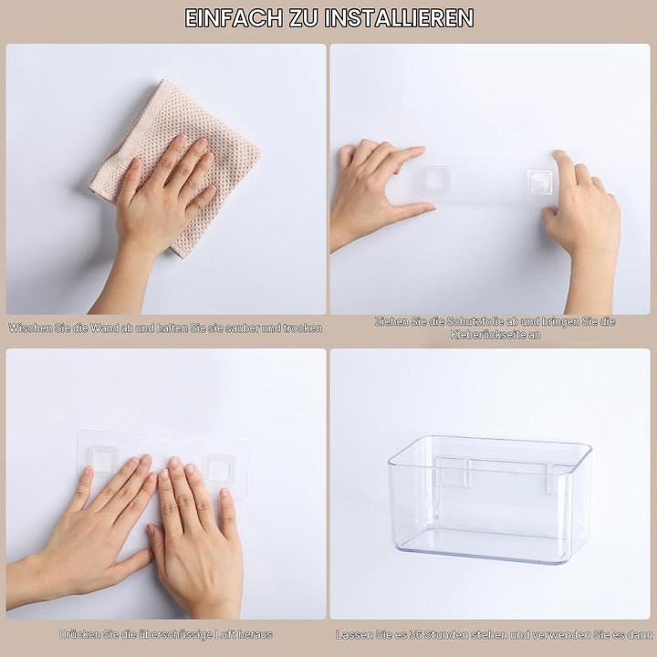 PAVSTINE Duschablage ohne Bohren Transparent, 2 Stück Duschregal Badezimmer Organizer mit Ablauföffn