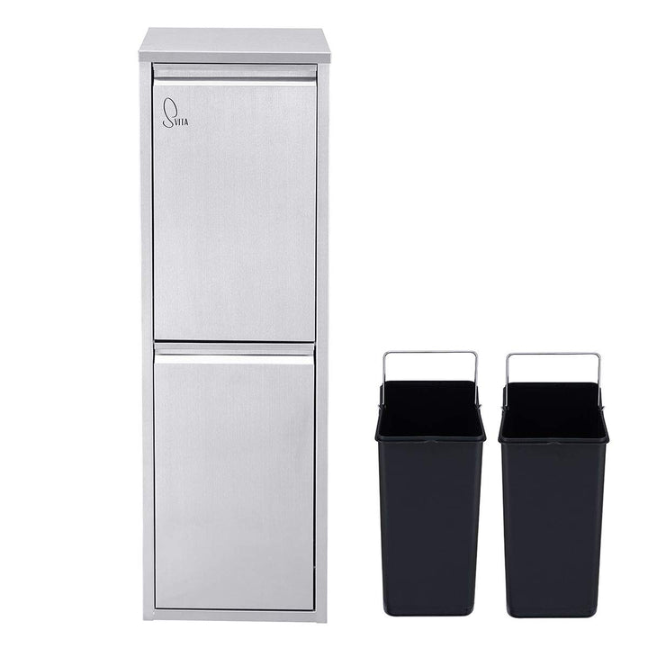 SVITA V2X8 Edelstahl Mülleimer 16 Liter Abfallsammler Abfalleimer Mülltrennung mit Schub-Fächern Ord