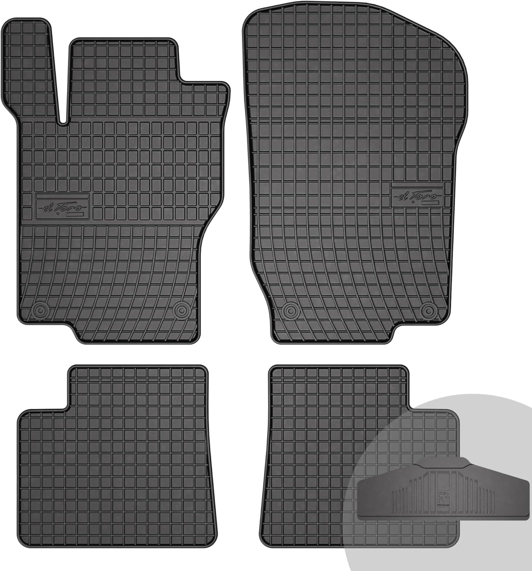 FROGUM EL Toro Gummimatten Ganzjähriges-Set von Autofussmatte Auto Fussmatten für Mercedes-Benz ML W