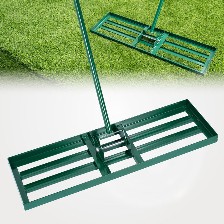 SogesHome Rasenrakel zum Rasen Sanden - Edelstahl Rasenlevelierrakel mit Stiel, Lawn Leveling Rake f