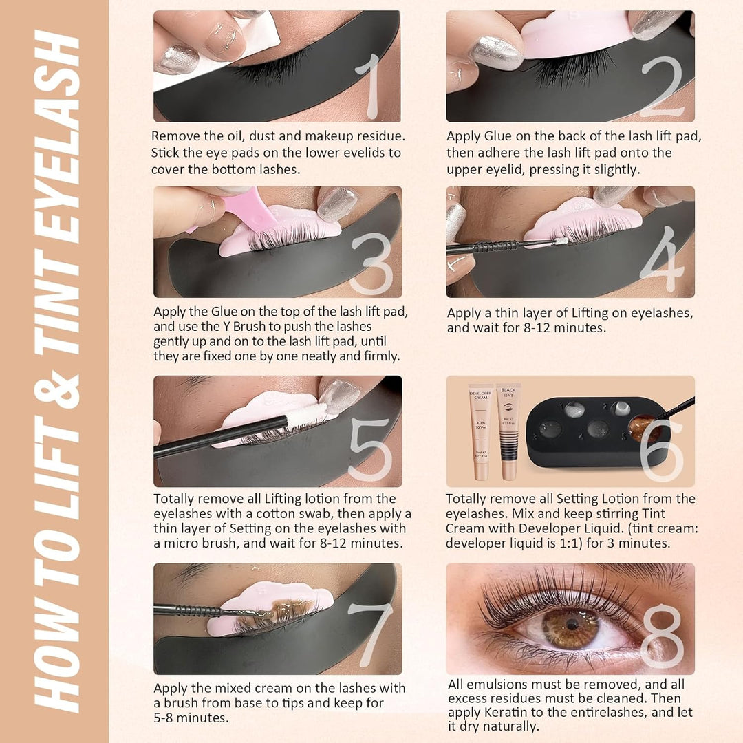 Libeauty Lash Lift und schwarzes Farbstoff -Kit, Wimpernperm und Stuhllaminierung mit schwarzem Tint