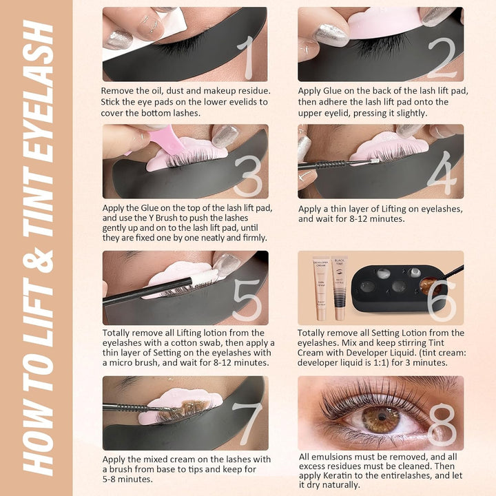 Libeauty Lash Lift und schwarzes Farbstoff -Kit, Wimpernperm und Stuhllaminierung mit schwarzem Tint
