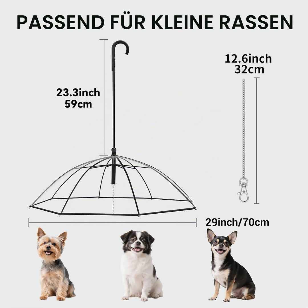 Enjoying Hunde Regenschirm für Kleine Hunde, Kleiner Hundeschirm mit Leine, Regenschirm für Hunde Sp