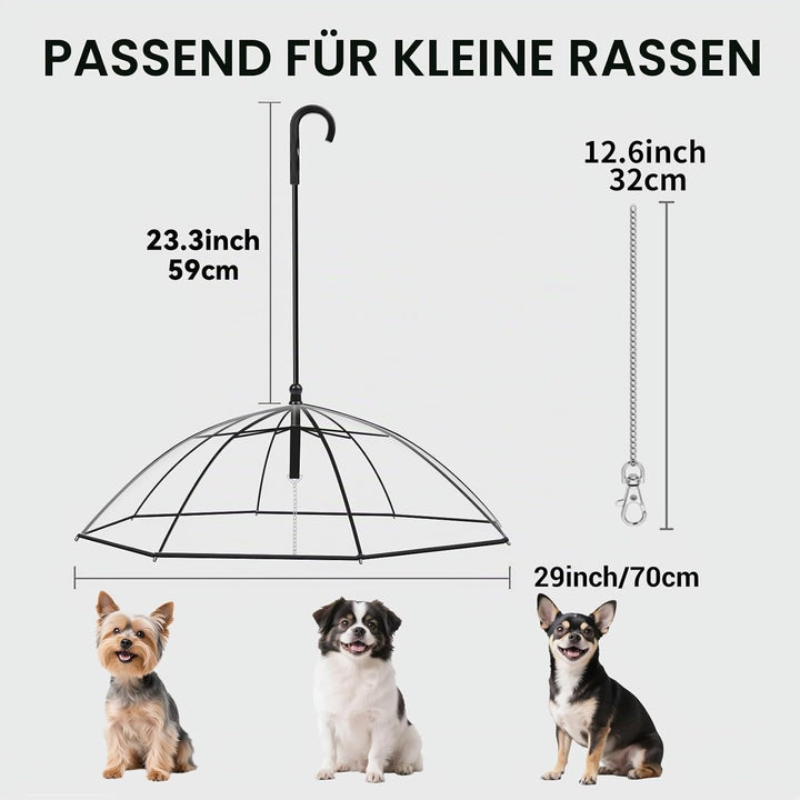 Enjoying Hunde Regenschirm für Kleine Hunde, Kleiner Hundeschirm mit Leine, Regenschirm für Hunde Sp