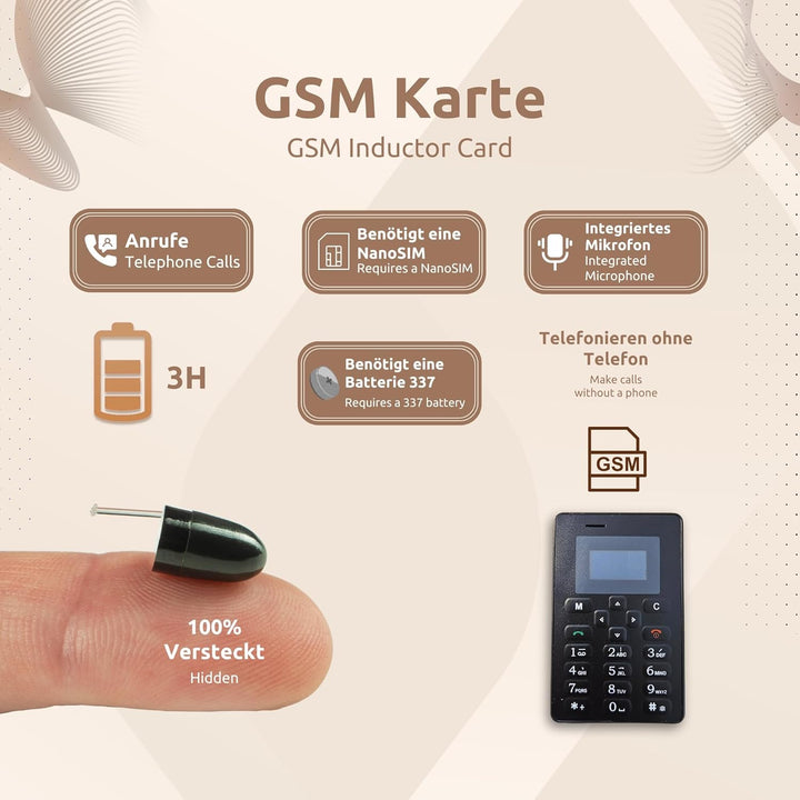PingaOculto Spion Kopfhörer Prüfung GSM Mini VIP Pro Unsichtbare Kopfhörer für NanoSIM mit Mikrofon