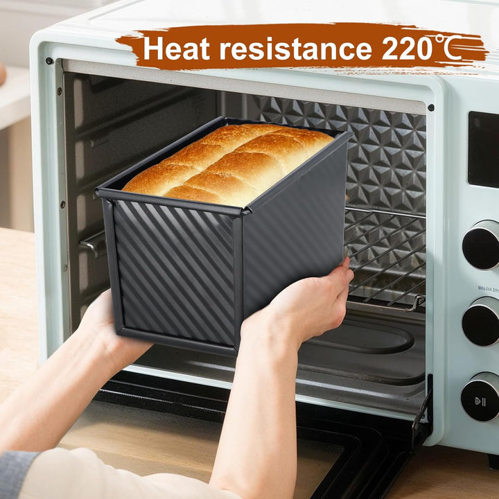 Mapille 2 Stücke Brotbackform mit deckel, Kohlenstoffstahl Antihaft Brot Toastform mit Belüftungslöc