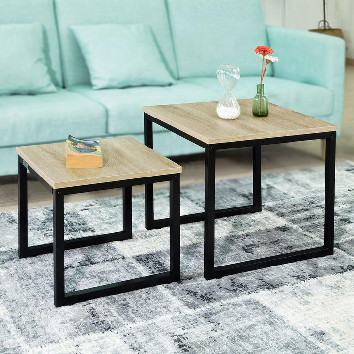 SoBuy® FBT42-N 2er Set Couchtisch Beistelltisch 2-teilig Satztisch Sofatisch Kaffeetisch Tisch-Set N