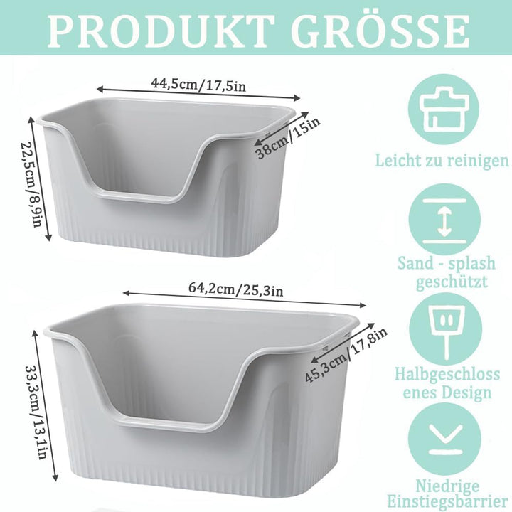 Katzenklo Gross 64x45x33cm, Katzenklo Hoher Rand Ohne Deckel, Katzentoiletten Offen, Spritzwasserges