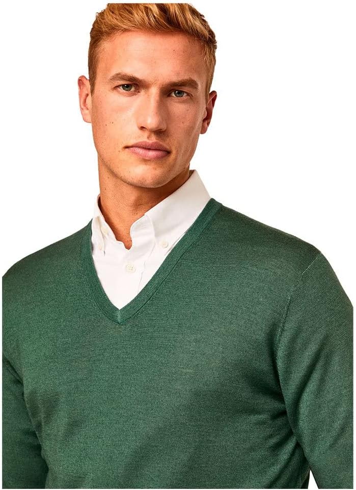 Hackett London Herren GMD Merino Silk V NCK Pullover XS Grn Topiary, XS Grn Topiary