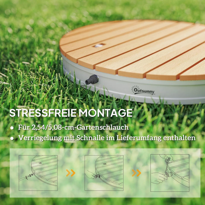 Outsunny Bodendusche Gartendusche mit einstellbar Fussrad Aluminium Aussendusche bis 4 m Fontänenhöh