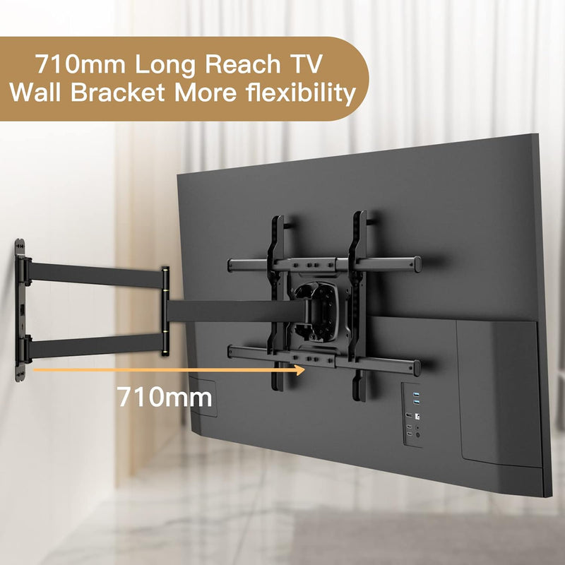 WHYFONE TV Wandhalterung Schwenkbar Halterung für 32-70 Zoll Flach&Curved Fernseher, 180° Drehbar Fe