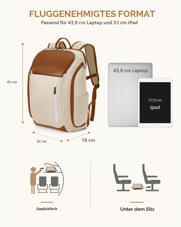 Ponhog Rucksack Damen, Gross Laptop Rucksack 17 Zoll, Reiserucksack mit Anti Diebstahl Computerfach,