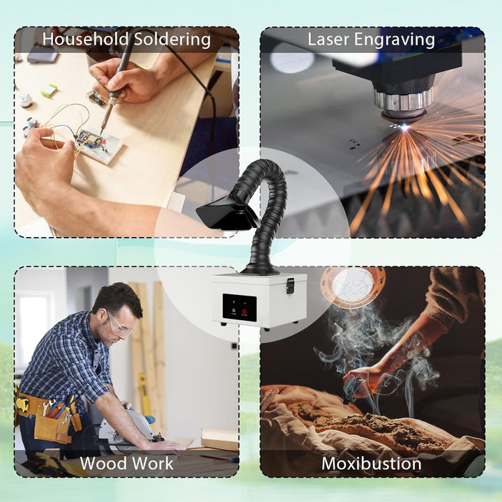45W Lötrauchabsaugung mit 2 in 1 Komplex Filter, Inklusive 4 Ersatz-Vorfilter, Desktop Mobil Rauchab
