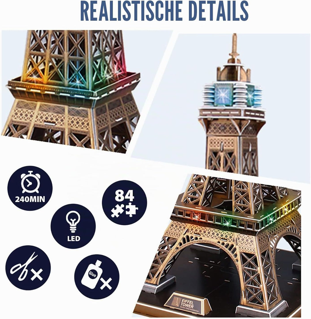 3D Puzzle - Tower Eiffel Led | 3D Puzzle Kinder Und 3D Puzzle Erwachsene | Modellbausatz Erwachsene