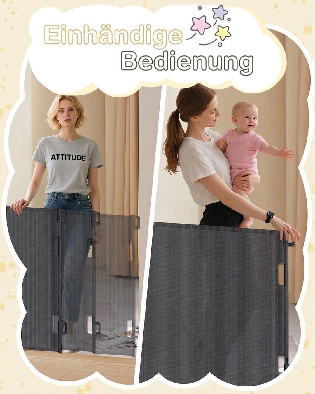 Türschutzgitter Ausziehbar 0-140 cm, Treppenschutzgitter Ausziehbar, Sicherheitsgitter Baby mit Einh