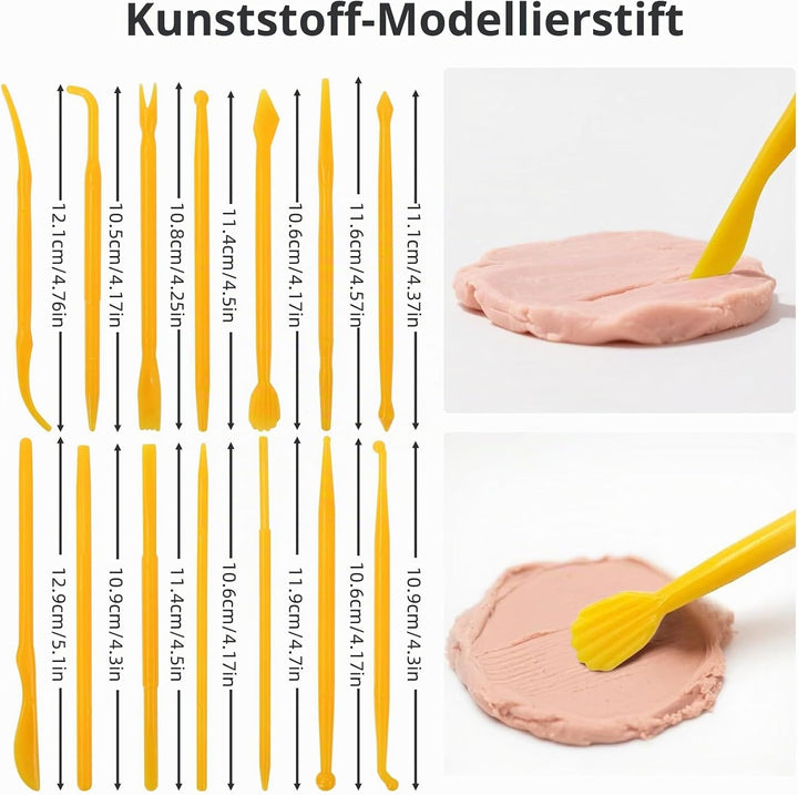 AULEEP 35 Stücke Töpferwerkzeug Set, Modellierwerkzeug, Polymer Clay Set, Ton Werkzeug Set mit Klare