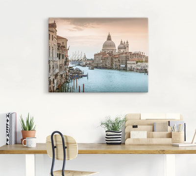 ARTland Leinwandbilder Wandbild Bild auf Leinwand 60 x 45 cm Wanddeko Italien Venedig Canal Grande G