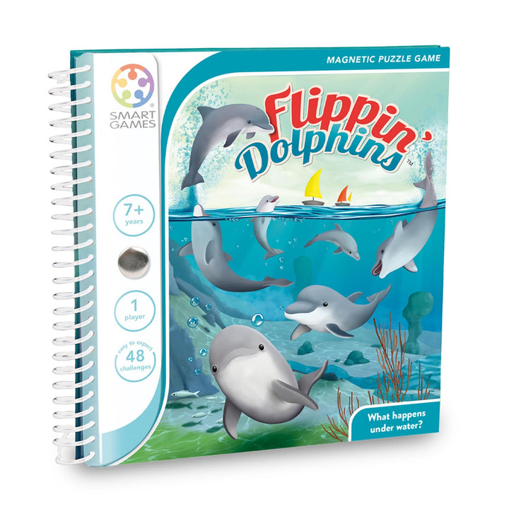 SmartGames - Flippin' Dolphins, Magnetic Puzzle Game with 48 Challenges, 7+ Years