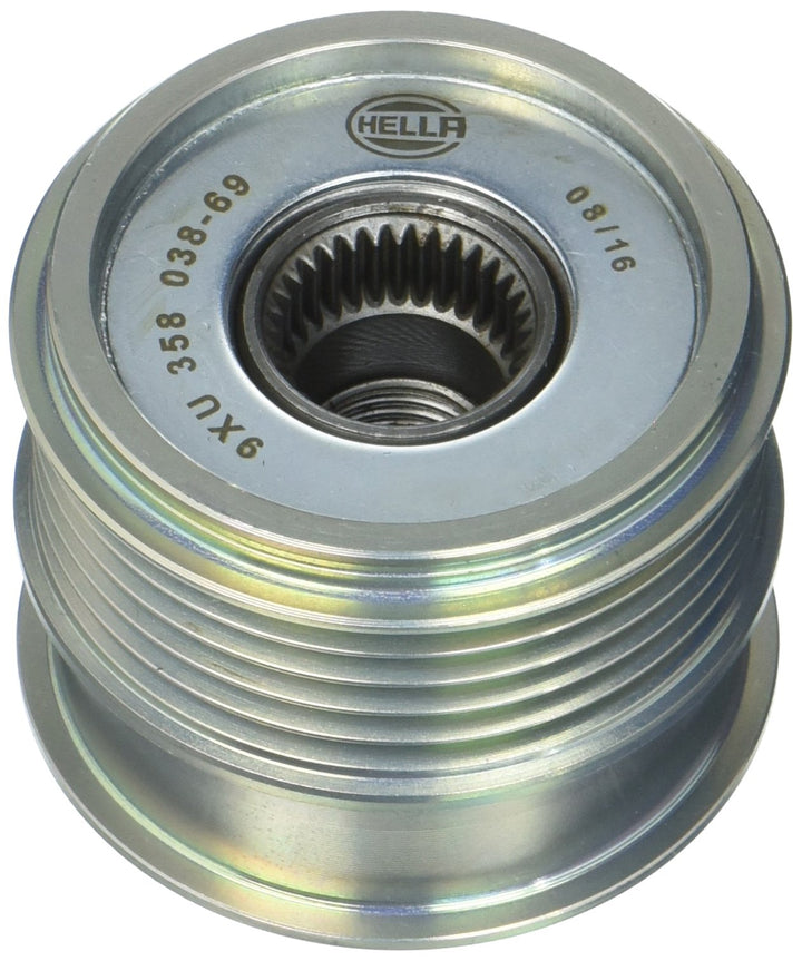 HELLA - Generatorfreilauf - Gewindemass: M16x1,5 - Anzahl der Rillen: 5 - mit Kappe - 9XU 358 038-69