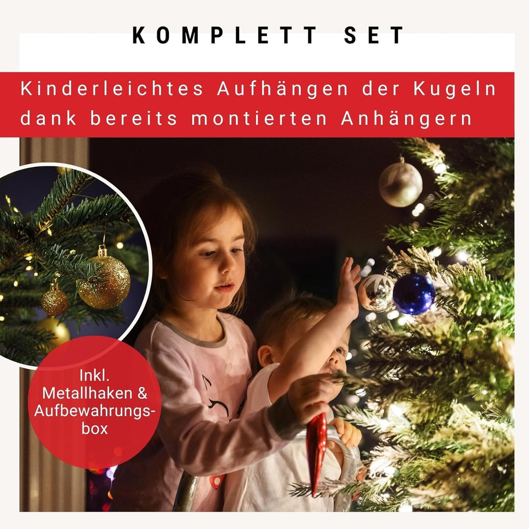 WOMA Christbaumkugeln Set Gold & 22 weiteren Farben - 50er & 100er Weihnachtskugeln Set - Weihnachts