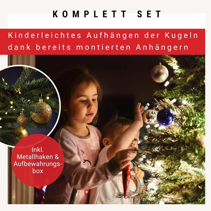 WOMA Christbaumkugeln Set Gold & 22 weiteren Farben - 50er & 100er Weihnachtskugeln Set - Weihnachts