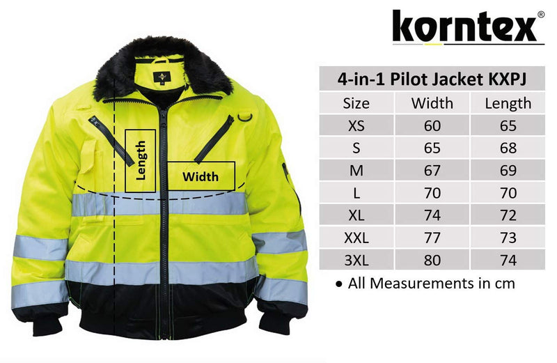 Korntex Hi-Vis Pilotenjacke Arbeitsjacke Wasserdicht Winddicht Orange - XL Orange XL, Orange XL