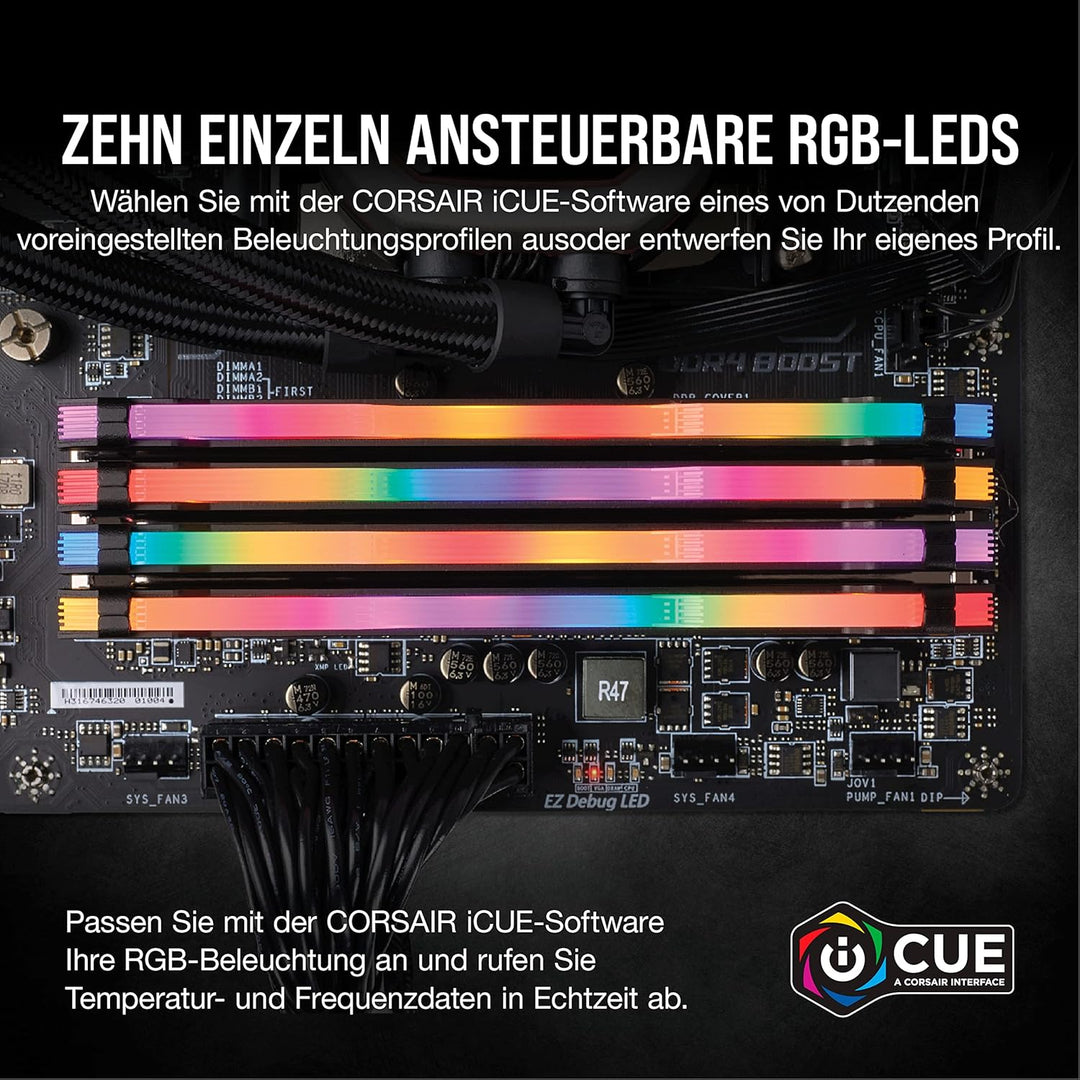 Corsair Vengeance RGB PRO 64GB (4x16GB) DDR4 3200 (PC4-25600) C16 Arbeitsspeicher – Schwarz, CMW64GX