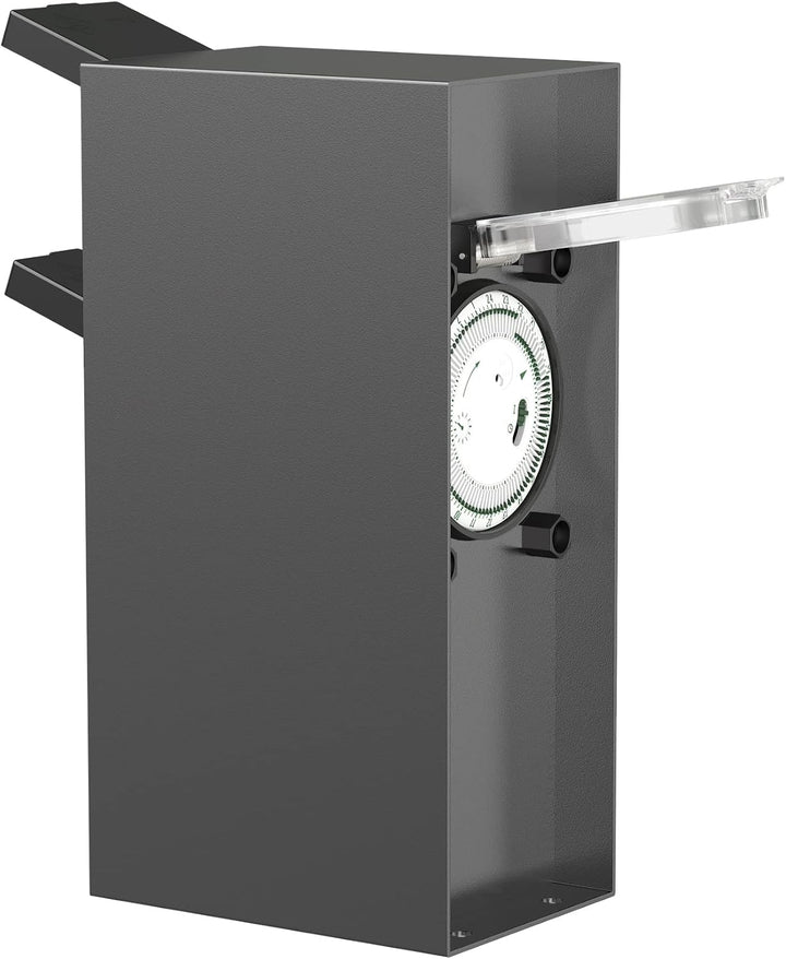 ledscom.de Garten-Steckdosensäule POMI mit Erdspiess für aussen, IP44, Timer/Zeitschaltuhr, 2-Fach,