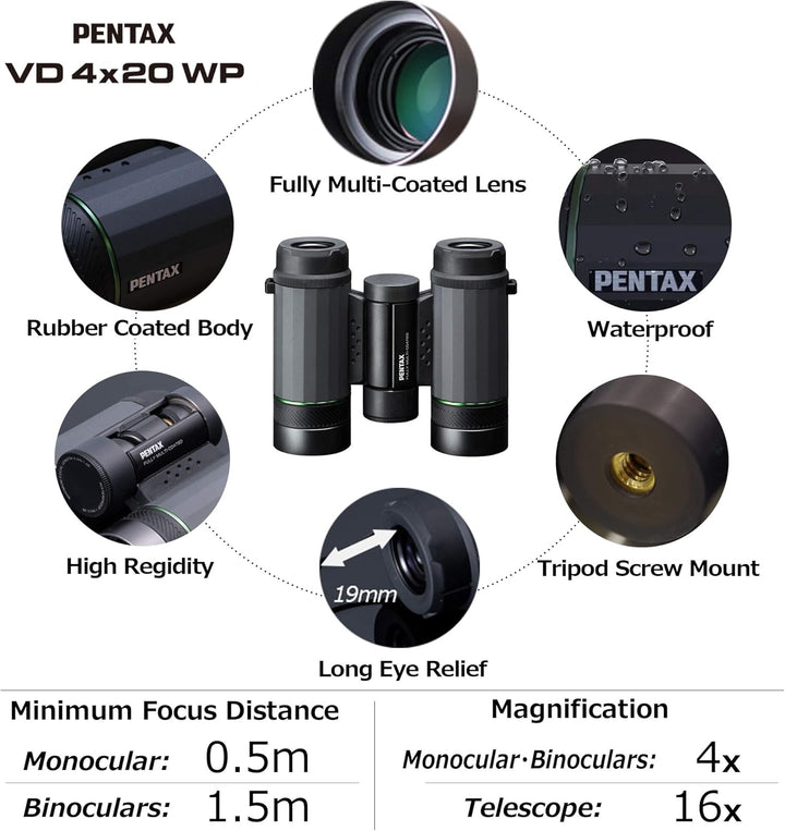 PENTAX VD 4x20 WP Fernglas 3-in-1-Fernglas, 3-in-1-Fernglas