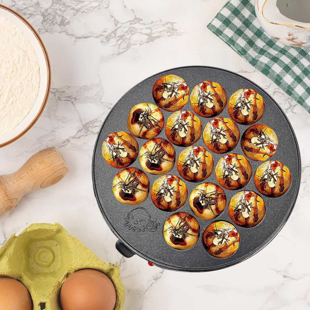 Elektrischer Takoyaki Maker, 750W 18 Löcher Takoyaki Maschine Mini Octopus Ball Making Tool Backform
