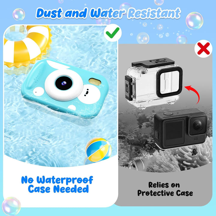 Unterwasser Kinderkamera, 48MP 1080P IP68 wasserdichte Digitalkamera Kamera Kinder mit 2,4 Zoll Bild