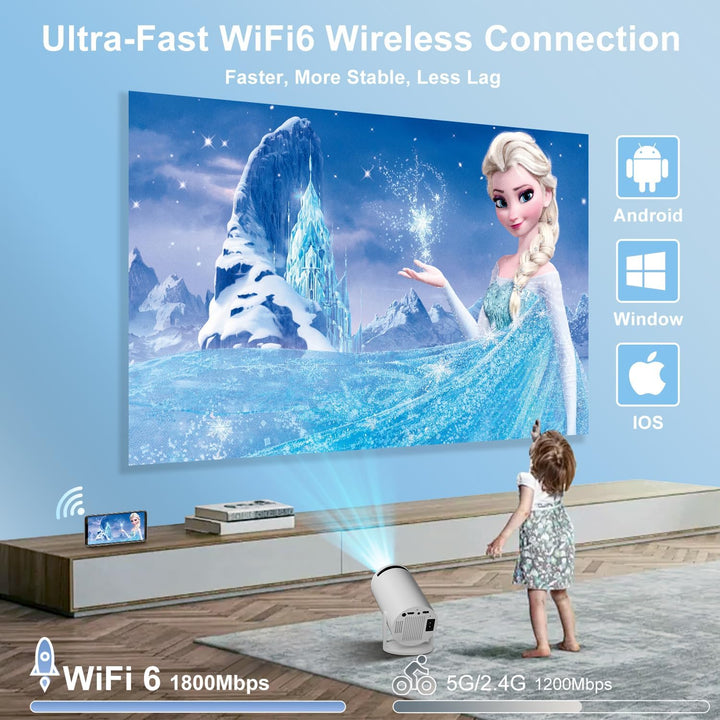 ZDSSY Beamer,Mini Beamer Klein 4K Unterstützung 1080P,Projektor mit WiFi 6 & Bluetooth 5.2,Autofokus