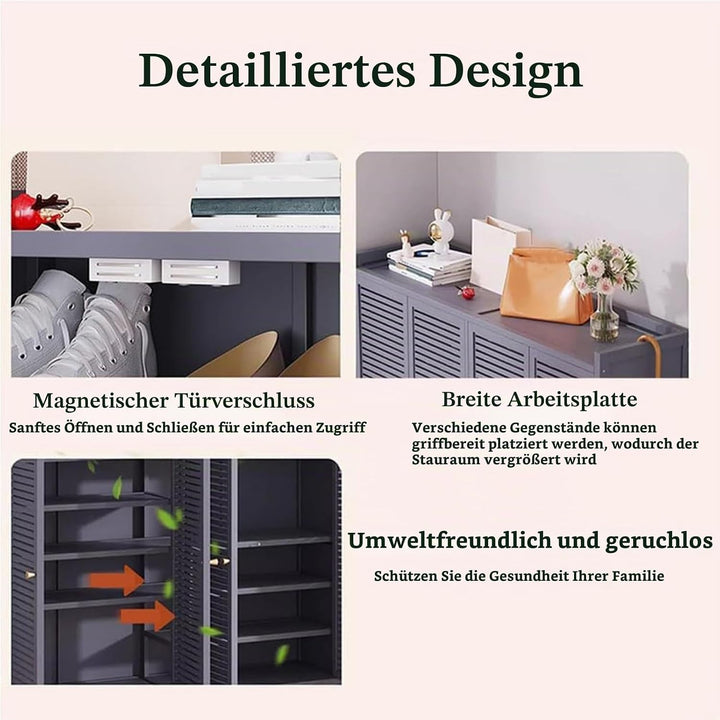 Generisch Schuhschrank Holz mit Korbgeflecht-Türen Moderner Bambus Schuhschränke Schuhschrank Schmal