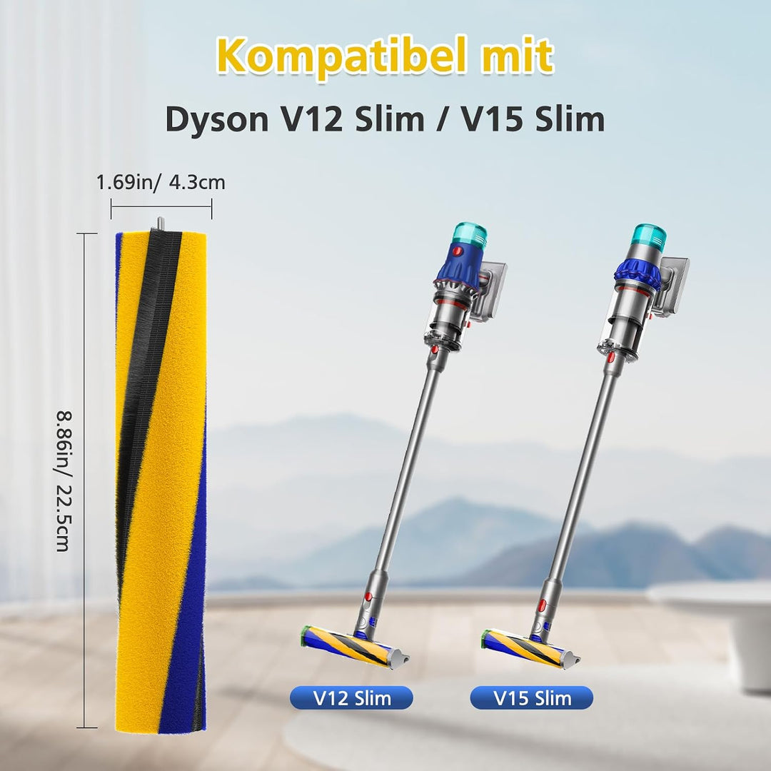 1 Bodenbürstenrolle Kompatibel mit Dyson V15/V15s Detect/Gen5/V12 Slim Softwalze Bodendüse,Weiche Fl