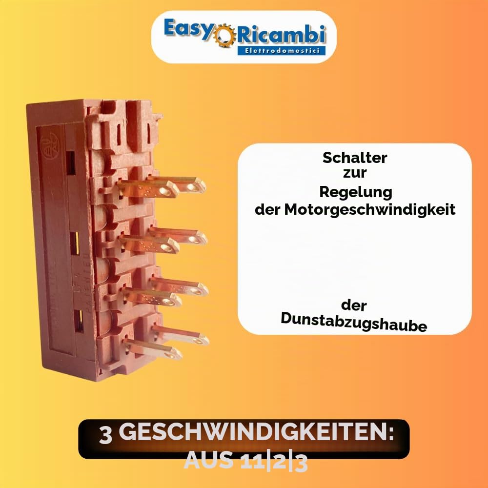EasyRicambi – Dunstabzugshaubenschalter für Haubenmotorgeschwindigkeit, 8 Kontakte 4 Positionen 0-I-