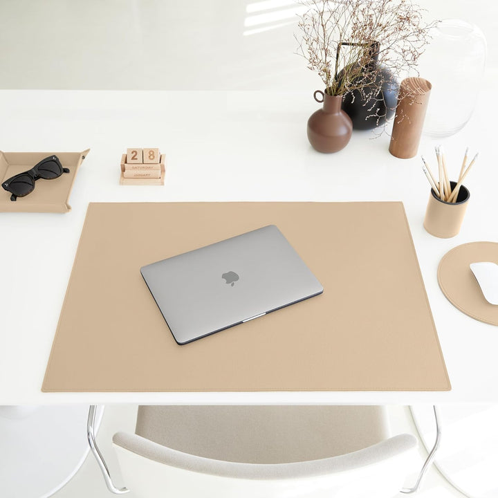 Eglooh - Palladio - Schreibtischunterlage echtem Leder Beige cm 70x50 - Handwerkliche Nähte und ruts