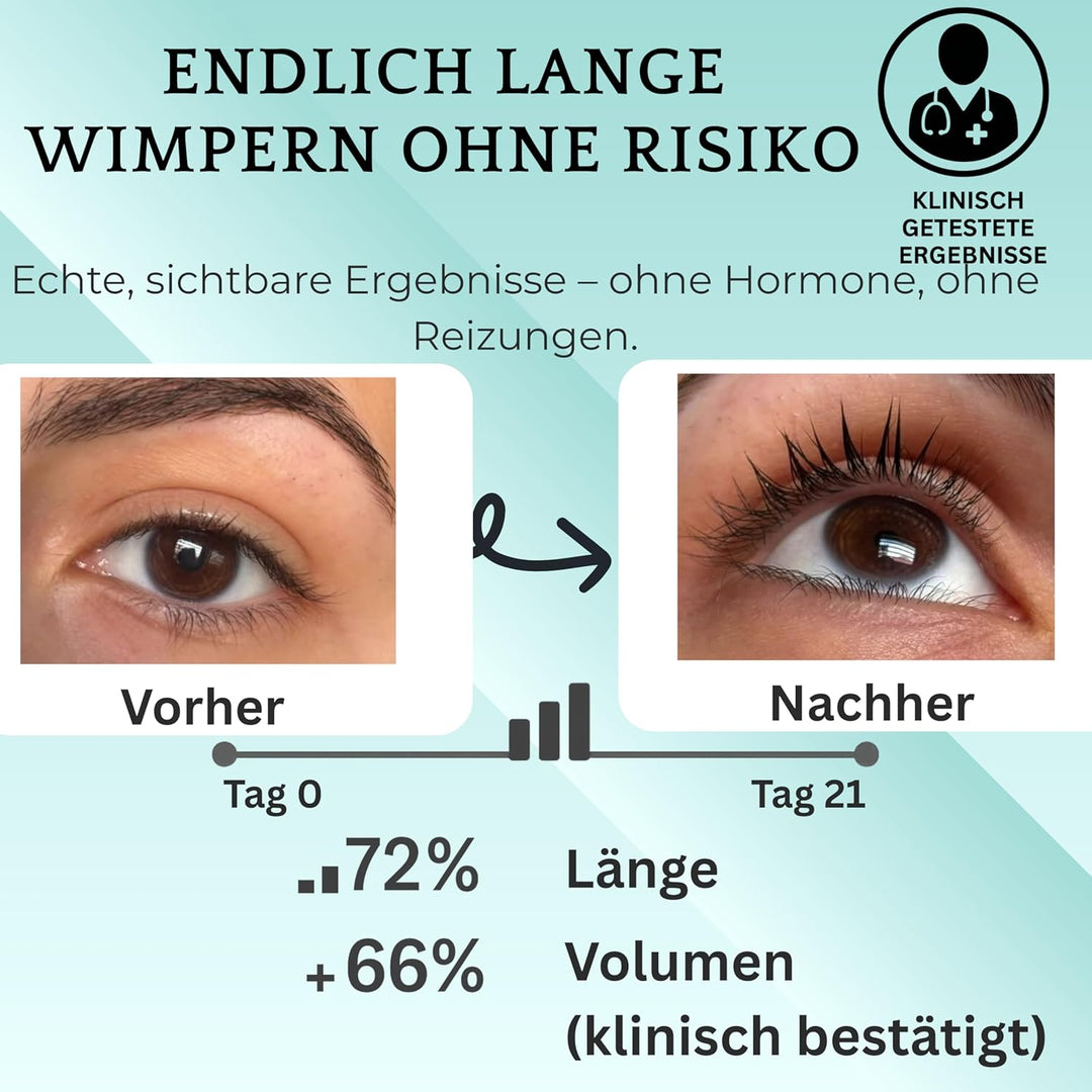 Wimpernserum ohne Hormone I 3ml I Lash Serum vegan &amp; cruelty free | Für empfindliche Augen I Längere