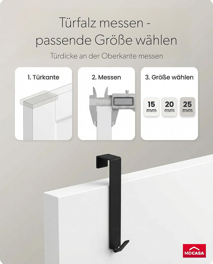 MDCASA Premium Türhaken I Türhaken zum Einhängen inkl. Filzpad I 4 hochwertige &amp; stabile Haken zum E