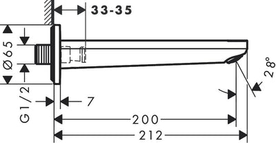 hansgrohe Wanneneinlauf Rebris S, Mattschwarz, Mattschwarz