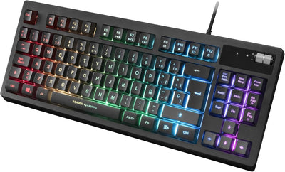 Mars Gaming MKAXES TKL H-Mech Compact Keyboard, RGB-Beleuchtung 9 Effekte, Gel-Handauflage, Schwarz,