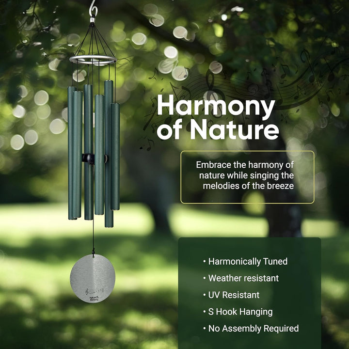 Nature's Melody Aureole Tunes Windspiel – Outdoor-Windspiel mit 6 Röhren, in B-Pentatonik gestimmt,