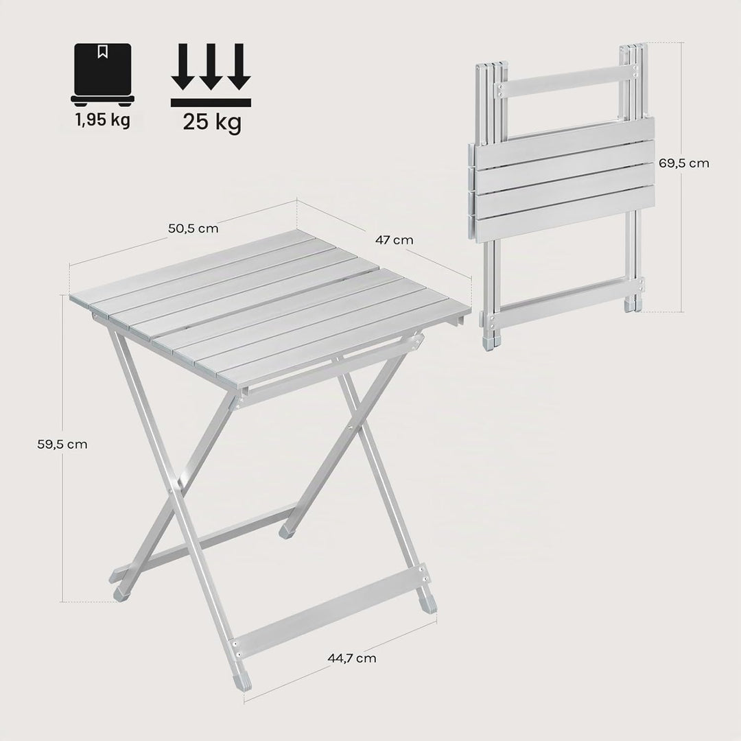 WOLTU Alu Tisch Klapptisch Campingtisch Balkontisch Gartentisch Klappbar aus Aluminium, 50.5x47x59.5