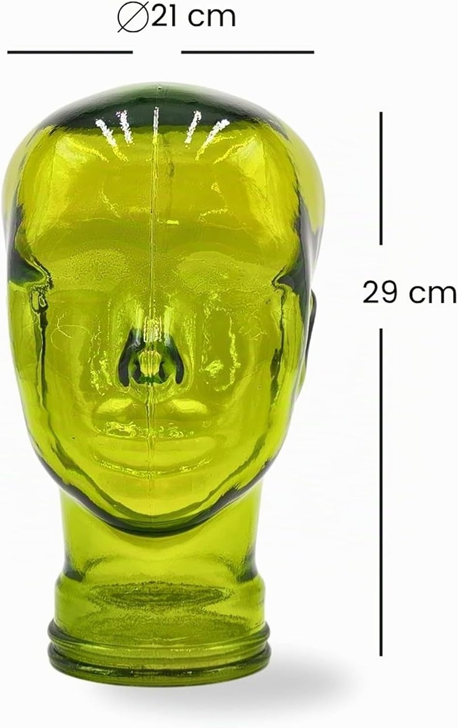 DESIGN DELIGHTS KOPFHÖRERSTÄNDER Mick | Glas, transparent/grün, 29 cm | Glaskopf, Deko Kopf