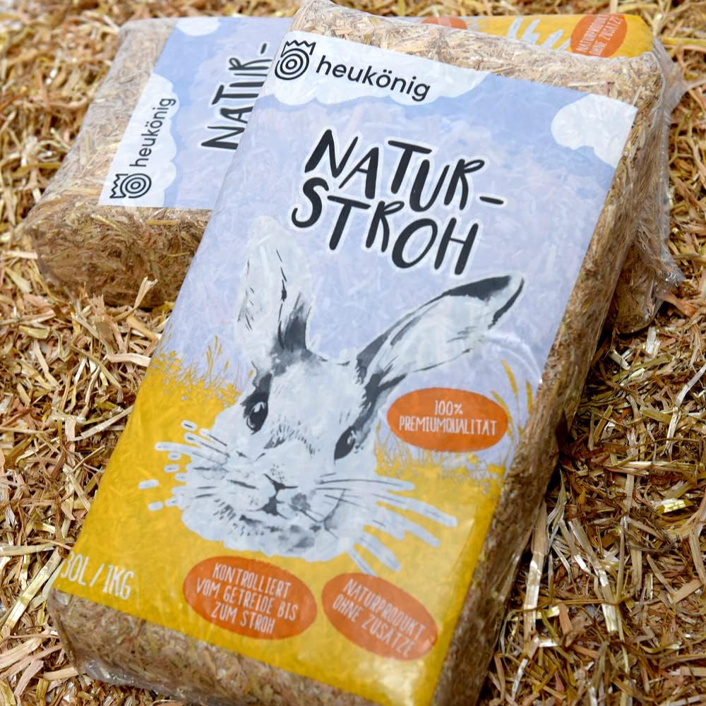 Heukönig – 12x1kg Heu und 12x1kg Stroh Kombi-Paket, Perfekt als Einstreu und Futter - Natürlich & St