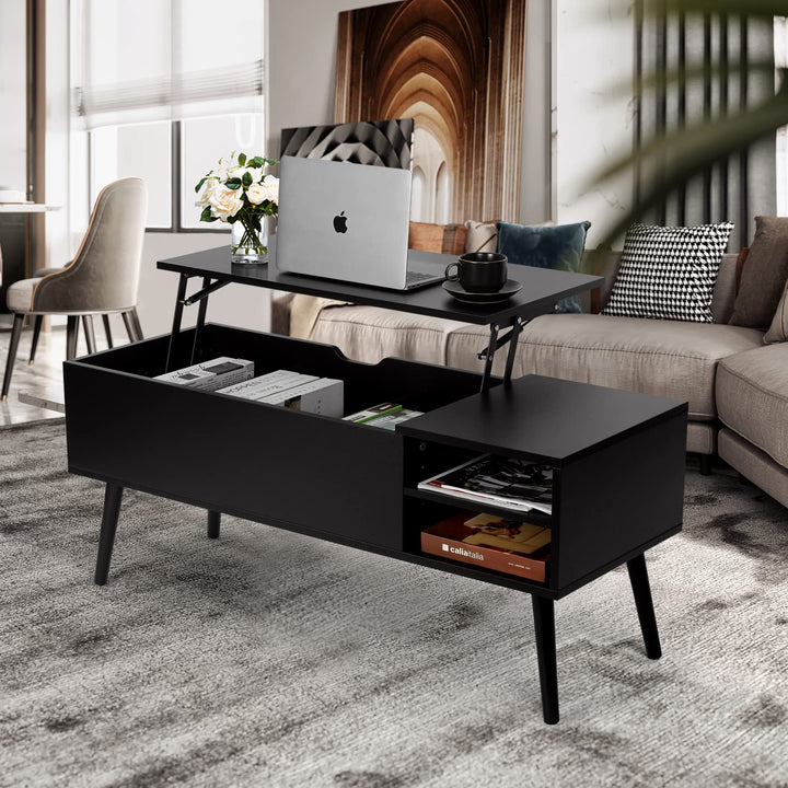 VOWNER Couchtisch Höhenverstellbar Ausziehbarer Kaffeetisch, Wohnzimmertisch, Stabiler Lift-Top-Tisc
