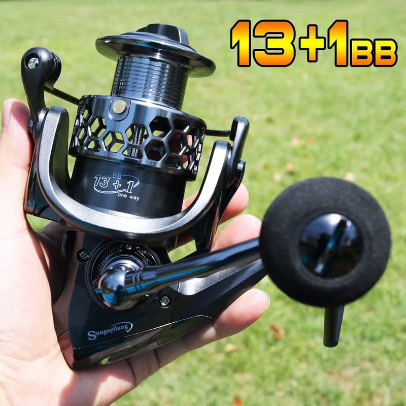 Sougayilang Angelrolle 13 + 1BB leicht, ultra-glatt, Aluminium-Spinnrolle mit gratis Ersatz-Graphits