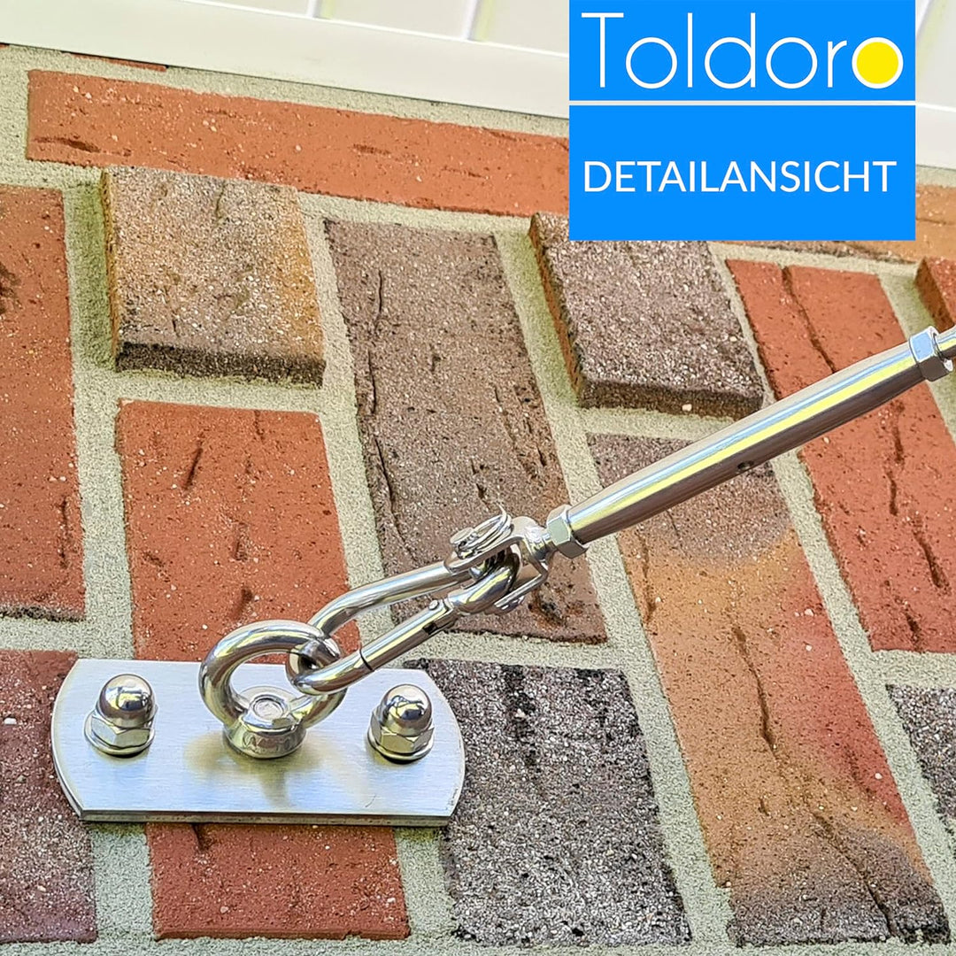 Toldoro® Deckenhalterung aus Edelstahl inkl. Montagematerial/rostfreier Wand- & Deckenhaken mit 400